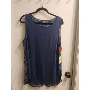 Tangerine Women's XL  Dark Denim Blue Layered Mesh Back Tank Jersey‎ NWT